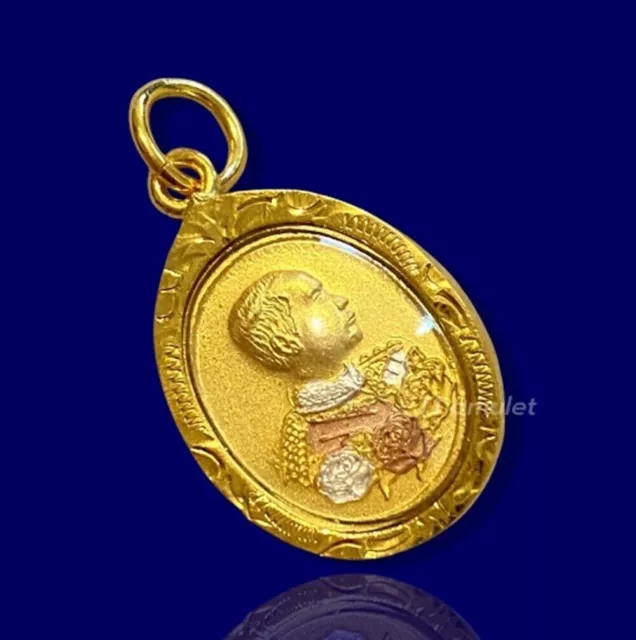 King Rama V Coin Back Phra Buddha Chinnarat Thai Amulet Pendant Gold Micron Case 2