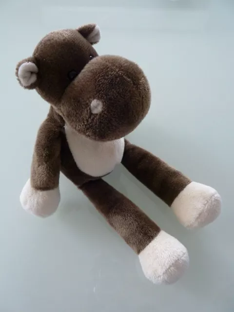 *. DOUDOU PELUCHE NICOTOY TOTAL HIPPOPOTAME marron écru  25cm - ETAT NEUF *