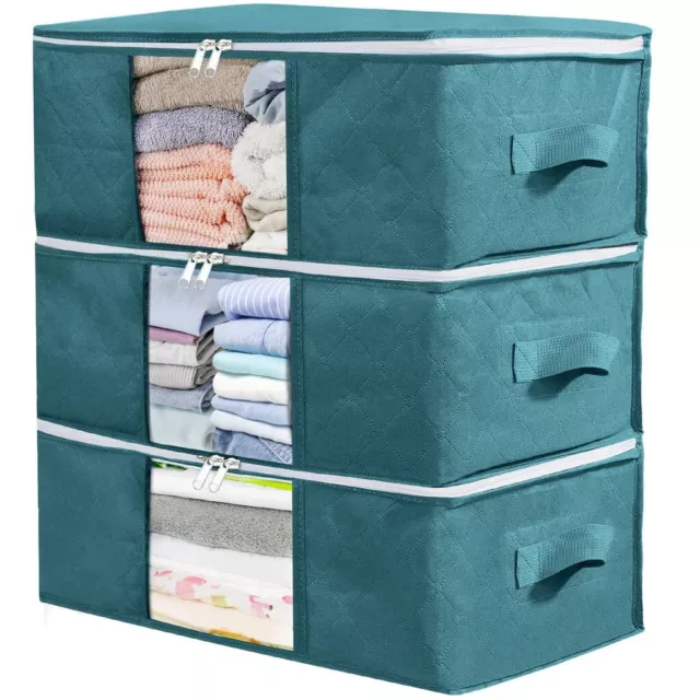 6 PACK Storage Bags Zipped Organizer Underbed Wardrobe Closet Cubes 48x35x20 cm