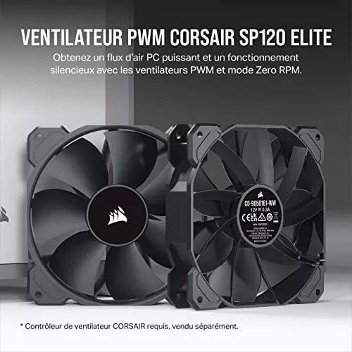 Corsair SP120 Elite, Ventilateur pour boîtier de 120 mm avec CORSAIR AirGuide, F 2