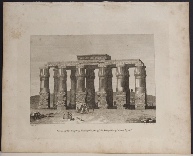 Hermopolis Temple Of Horus Egypt 1801 Hawkwesworth & Cooke Antique Original View