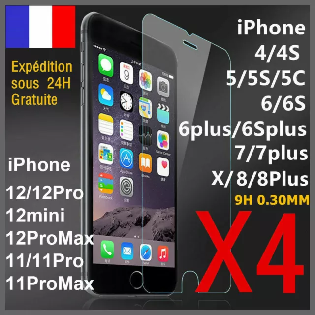 VERRE TREMPE pour iPhone PROTECTION 14 Pro 13 12 Mini 11 PRO Max Se 6 7 8 XS XR