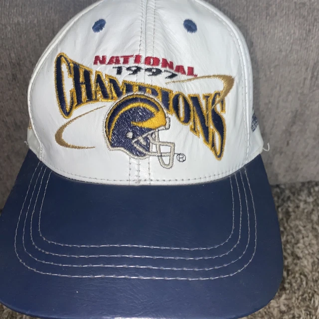 Vintage Genuine Leather Michigan Wolverines National Champions Hat 1997
