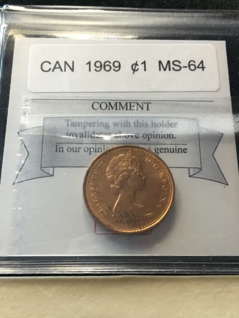 1969  Coin Mart Graded Canadian, Small One Cent, **MS-64**