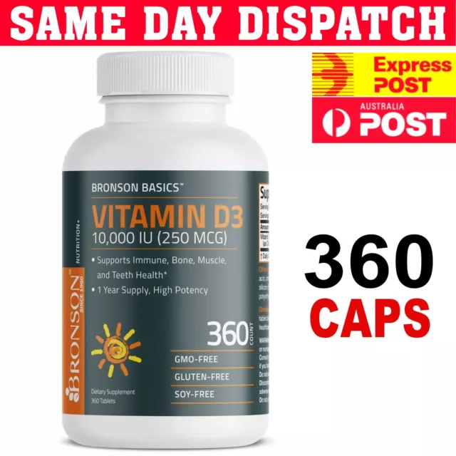 Bronson Vitamin D3 10000iu (250 MCG) 360 Tablet Premium MEGA VALUE  FAST POSTAGE