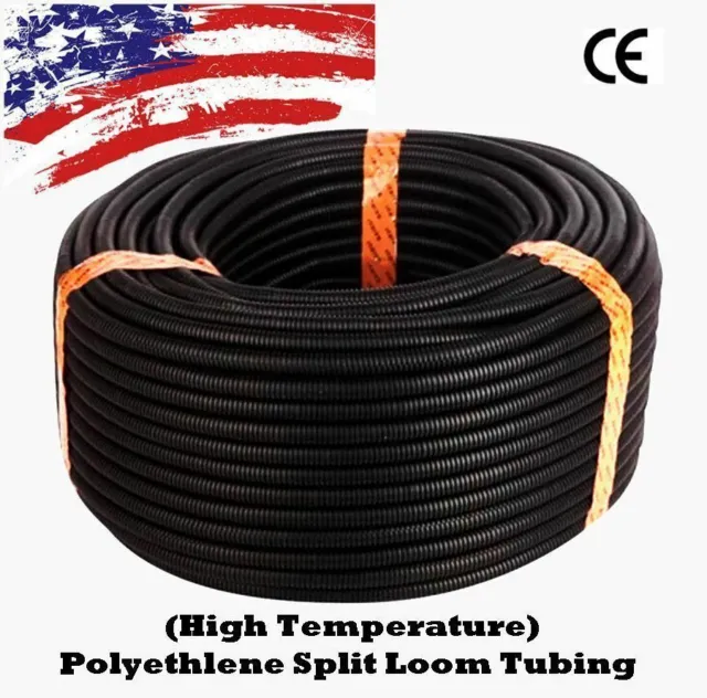 5 Ft 3/4" Split Wire Loom Conduit Polyethylene Tubing Black Color Sleeve Tube US
