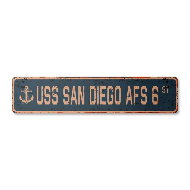 USS SAN DIEGO AFS 6 Vintage Street Sign us navy ship veteran sailor rustic gift