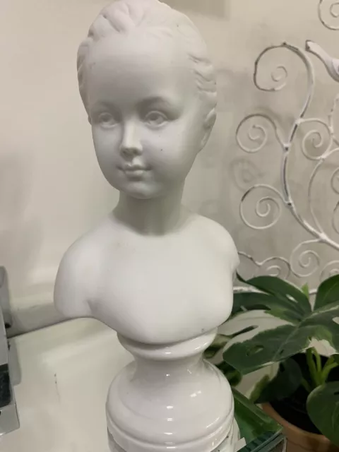 Antique Bisque Bust -Limoges Sevres France Porcelain  8” Tall