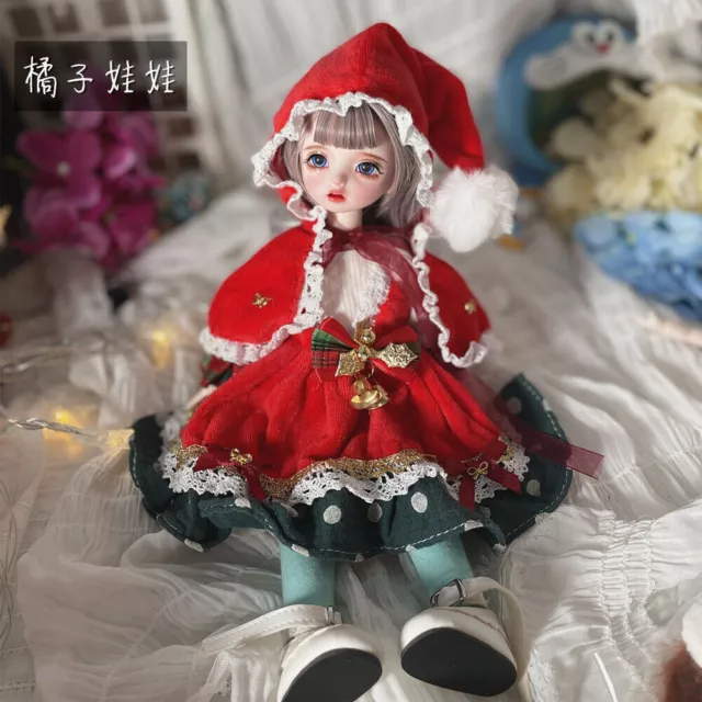 FULL SET 1/6 BJD Doll Mini Girl Face Makeup Eyes Wig Hair Clothes Kids Toys GIFT