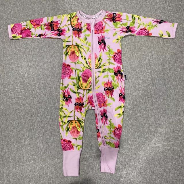 NWT BONDS WONDERSUIT 6-12months pink floral zippies