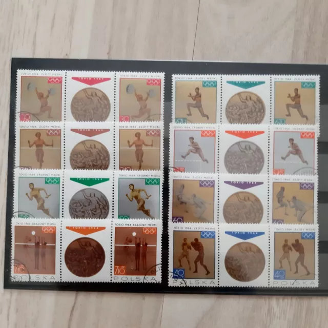 Polen Briefmarken Sammlung Olympische Medaillen mit Zierfeldern und Gummi+🎁