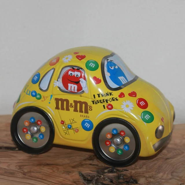 VINTAGE M & M's Volkswagen BEETLE Tin Car Yellow / CANDY CONTAINER £9.