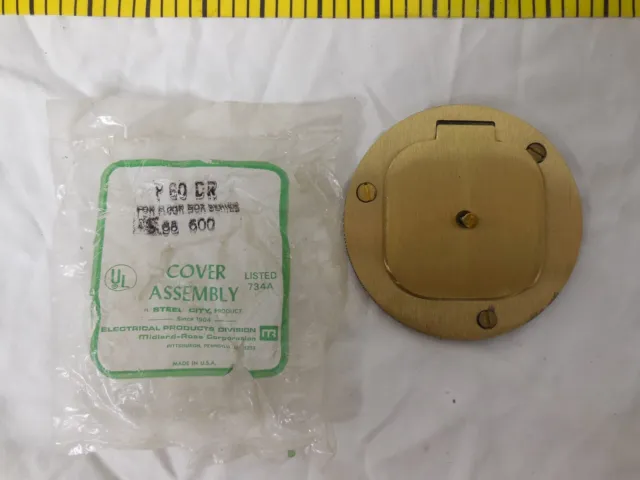 Steel City P-60-DR 4" Dia. Round Brass Cover plate with lift lid