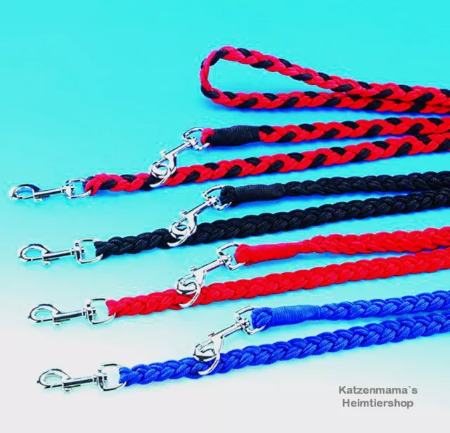 Hundeleine geflochten 2,00m lang x 16/25 mm breit, 3-fach verstellbar Führleine