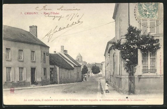 CPA Crugny, Rue Tillolet, vue de la rue