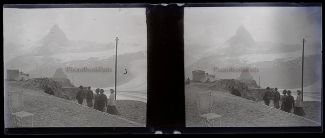 Montagne Alpinistes Alpinisme NEGATIF Photo Stereo Plaque de verre VR12ne15