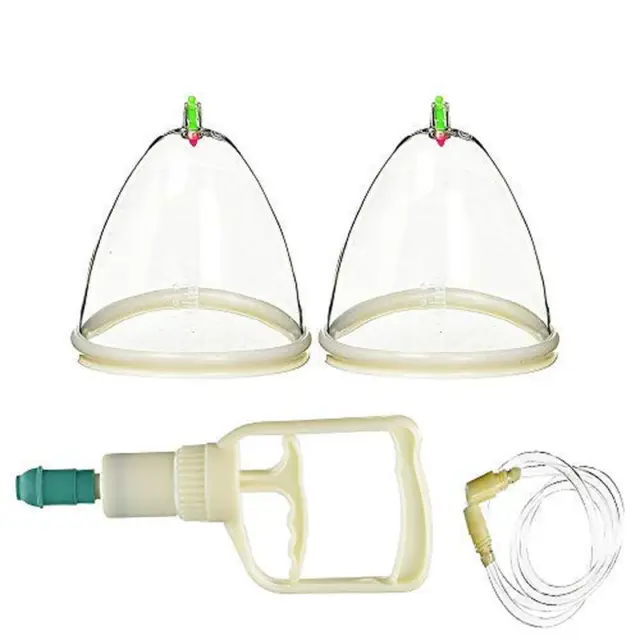 Breast Cupping Set Dual Large Suction Cup with Manual Hand Pump Massager Breast