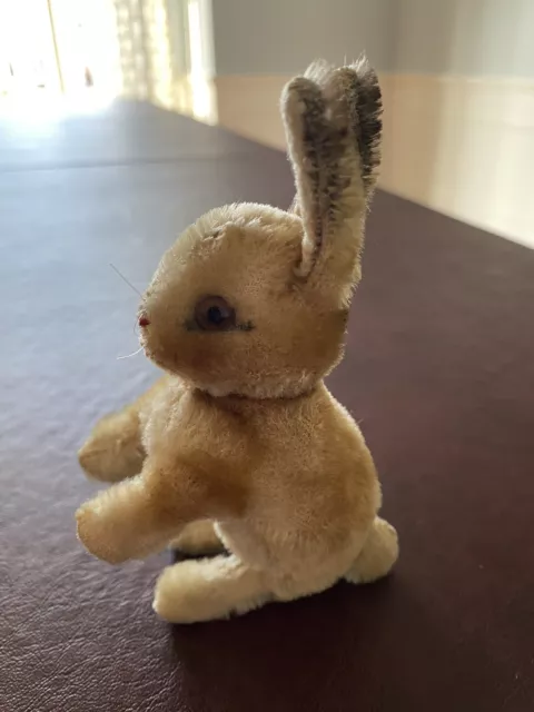Vintage Steiff Bunny Rabbit 4.5 in Head Turns Hole in Ear No Tag/button Mohair?