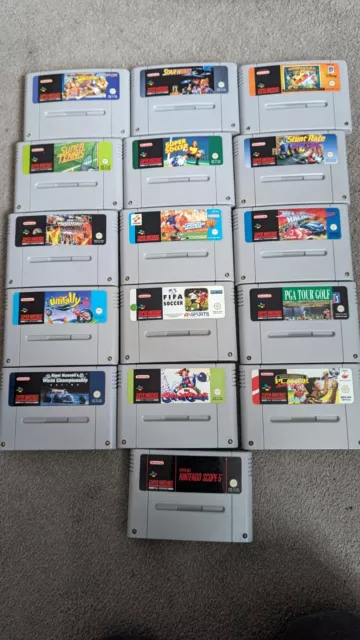 16 SNES Super Nintendo Games Bundle Joblot Rock n Roll Racing Unirally