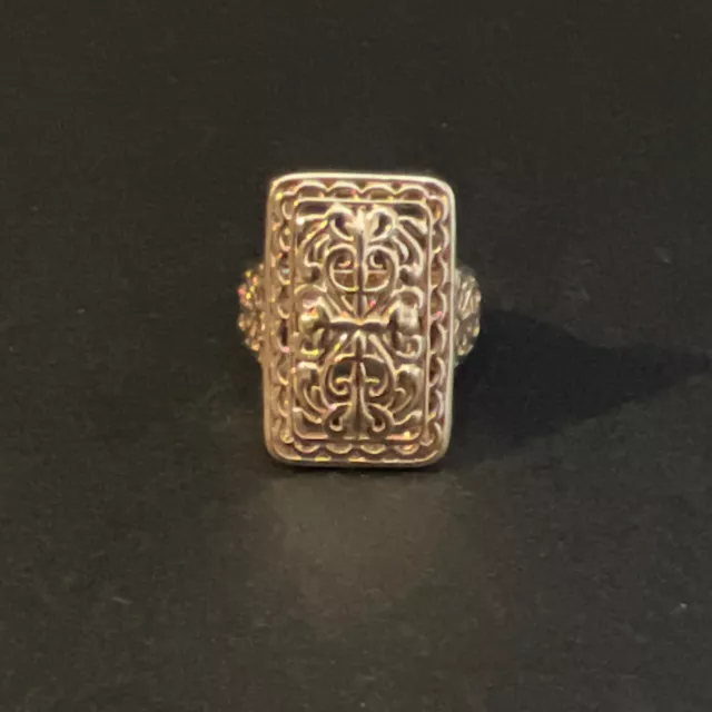 Ross Simmons Sterling Silver Gold Vermeil Filigree Ring Sz 7 (EB250)