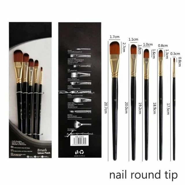 Set di Pennelli Artista Nylon Capelli Legno Nero Manico Acquerello Acrilico Olio 12