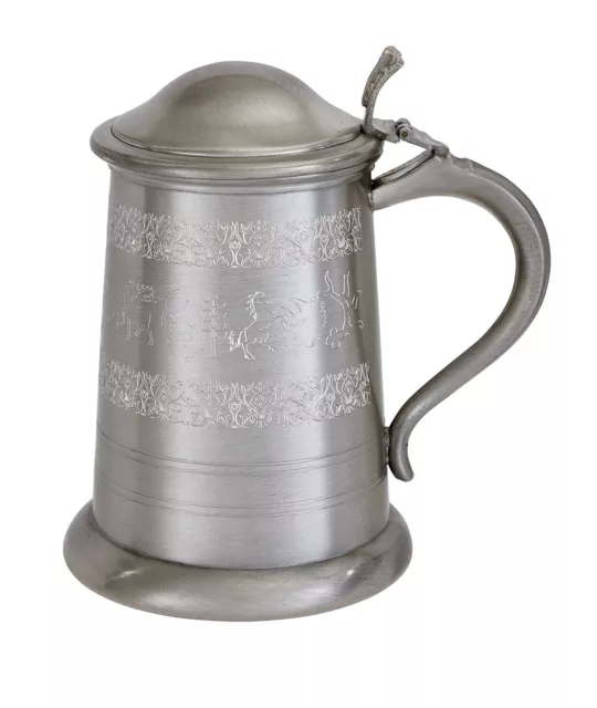 Wentworth Pewter - Medieval Hunting Scene Lidded Tankard