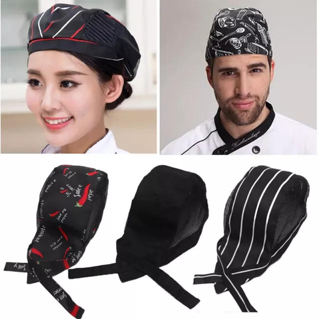 Adult Adjustable Chef Hat Mesh Kitchen Cooking Hat Restaurant Chef Skull:WG