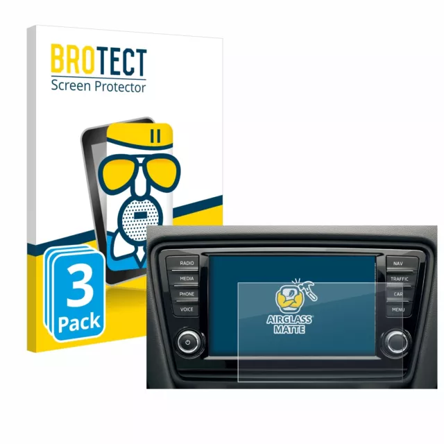 3x Anti Reflet Protection Ecran Verre pour Skoda Octavia 8004-ANL 2016