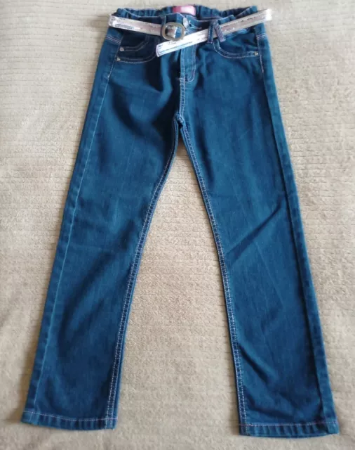 BHS Sweet Millie Girls Blue Jeans With Pink Sequin Belt Age 8 years