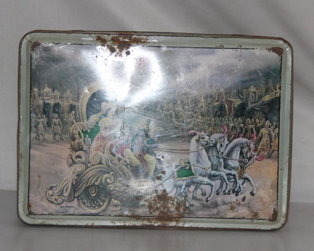 VINTAGE LORD KRISHNA Preaching Geeta to Arjun Print Pista Badam Ad ...
