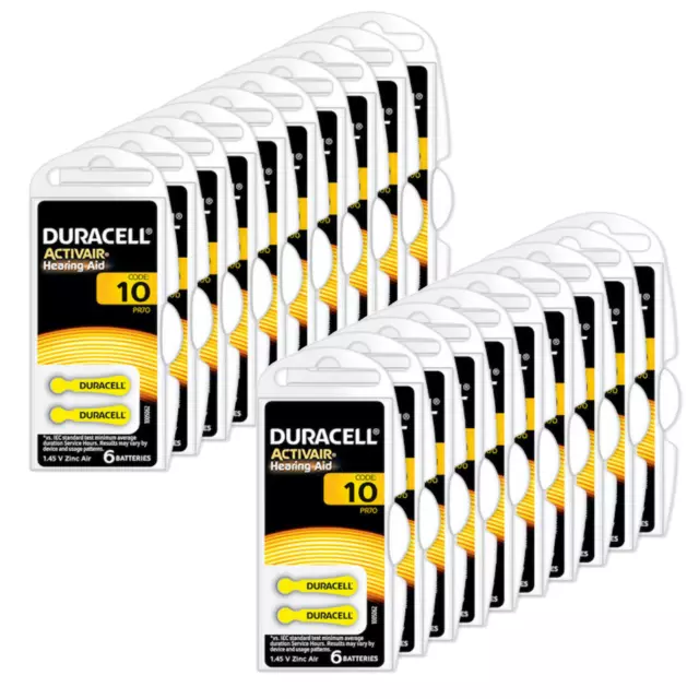 120x Duracell Activ Air - 10 gelb - Hörgerätebatterien (20x 6er Blister)