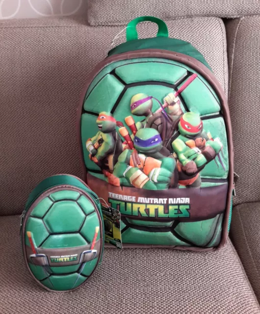 Zaino Scuola  Americano Tartarughe Ninja Turtles 3D Con Guscio + Astuccio Mitama