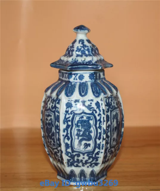 Chinese old Blue and white porcelain hand-painting Dragon Vase w Qianlong 20705