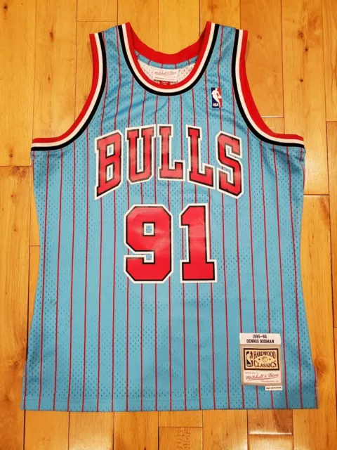 NBA Chicago Bulls #91 Dennis Rodman Fadeaway Swingman Jersey Mitchell Ness  95-96