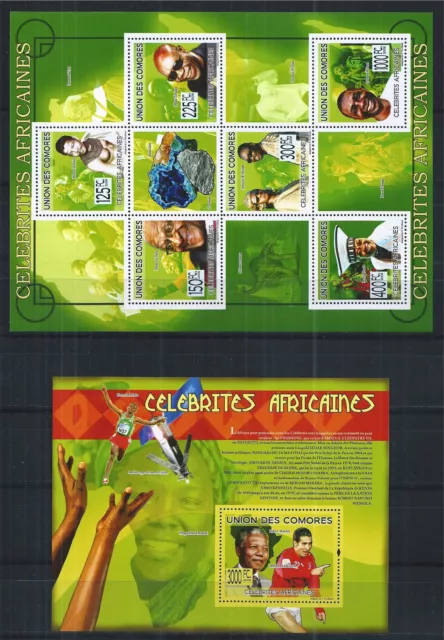 Comores 2009 Jeu Mini Sheet Bloc Afrique Africa Mandela Dibango Dino Football