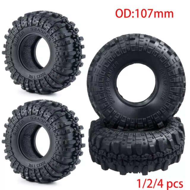 107MM OD Tire Tyre w/ Foam for RC 1/10 1.9" Wheel Rims Axial SCX10 D90 Crawler