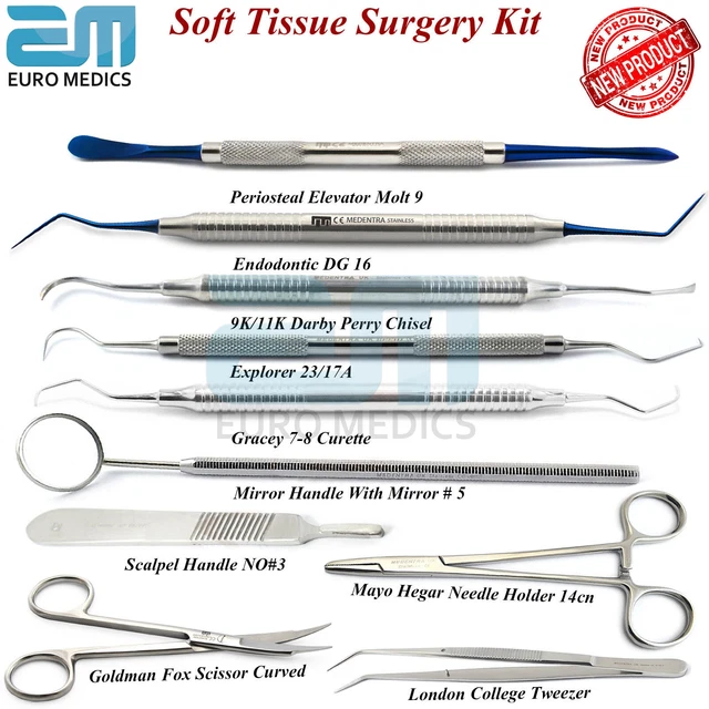 DENTAL SOFT TISSUE Kit Periodontal Micro Surgery Implant Periosteal