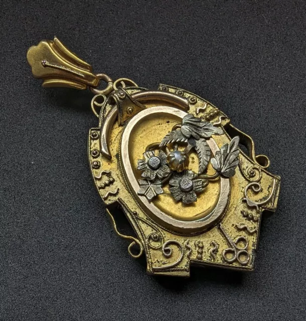 Antiker Neorenaissance Medaillon Prunk Anhänger Historismus vergoldet alt 1880