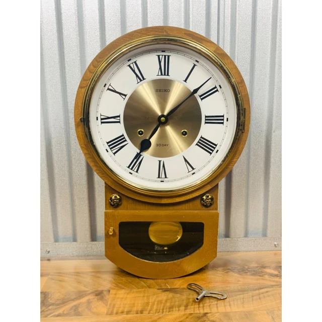 VINTAGE SEIKO PENDULUM Wall Clock 30 Day Working Chimes With Key £117.