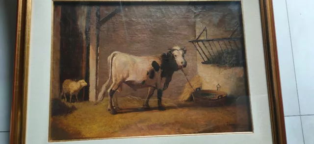 Quadro dipinto olio tela Eugene Verboeckhoven firmato al fronte 41x59 cm