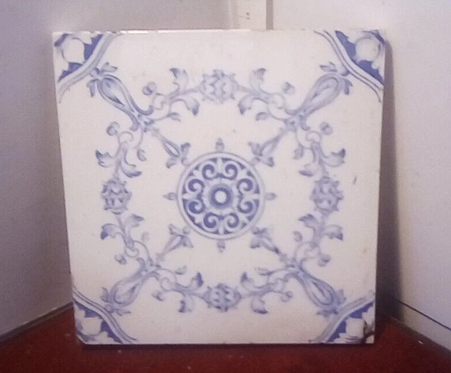 Blue and White Transfer Print Tile HRT Co  6"