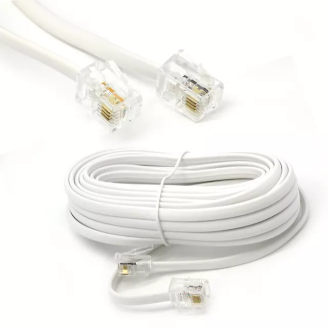 15m Meter RJ11 to RJ-11 ADSL Broadband Internet Router Modem DSL Phone Cable UK