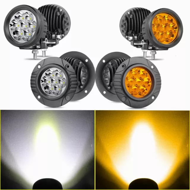 Pair Round 3/5" LED Work Light Bar Spot Driving Pods Offroad 4WD SUV 12V 24V