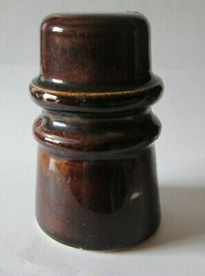Vintage No Name Brown  Porcelain Insulator 3-7/8" By 2-1/2 Inch