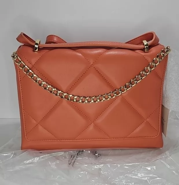 *NWT* A New Day Square Woven Satchel Handbag Crossbody/Shoulder Bag Coral Orange