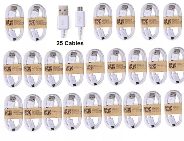 25 Wholesale Job Lot Bulk USB Micro Sync Cable Charger For Samsung J3 J5 S7 S6