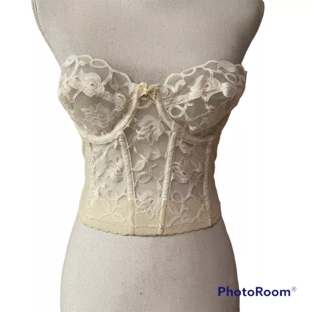Vintage 80s Victoria's Secret Gold Label Lace Bustier Corset 34C Made in USA