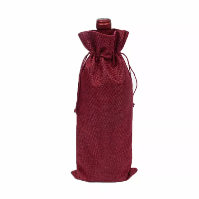24x Rustic Wine Bags Pouch Wine Bottle Covers Drawstring Jute Burlap Gift Bags 3