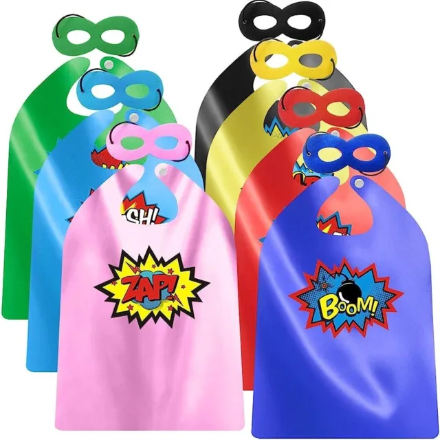 Adjoy Children Superhero Capes And Masks Stickers Set Of 7 Assorted colors NEW