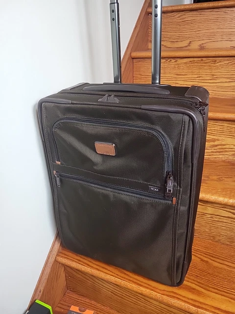 TUMI ALPHA II Brown 2 Wheel Rolling Luggage Upright 20" Brown Tumi Suitcase READ